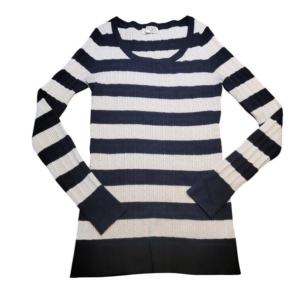 🖤 Pink Rose Juniors L Knit Striped Tunic Sweater – Black & Beige – GUC - Picture 2 of 9